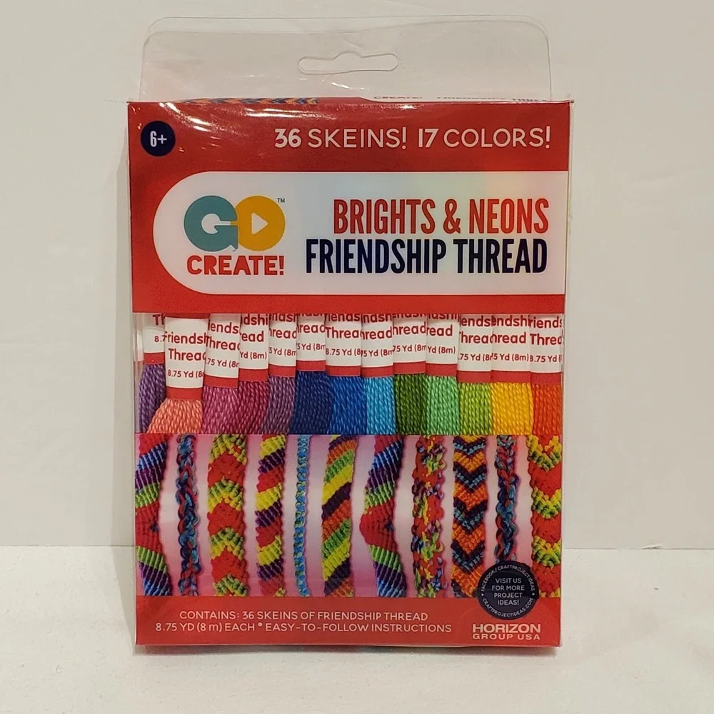 Brights & Neons FRIENDSHIP THREAD 36 Skeins 17 Colors Horizon Group Crafts Fun